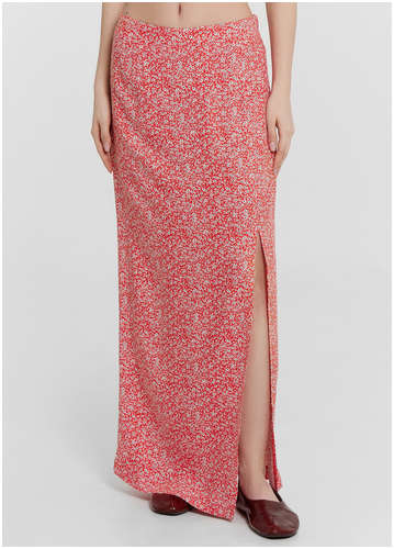 Юбка женская красная с цветочным принтом Mark Formelle / 103231457 - вид 2