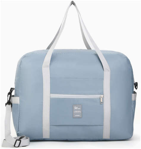 Сумка дорожная на молнии, 3 наружных кармана, держатель для чемодана, длинный ремень, серая 103221883