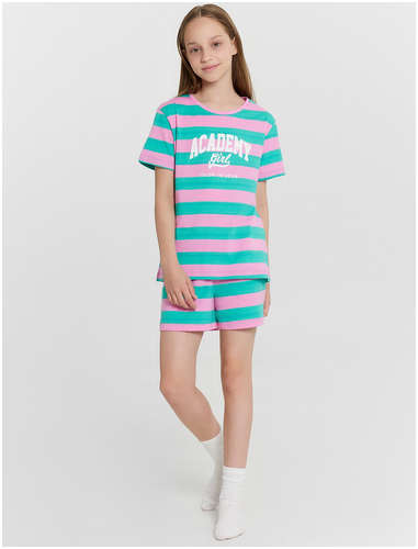 Комплект домашний для девочек в полоску Mark Formelle / 103235224 - вид 2