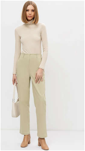 Однотонные брюки женские прямого силуэта оливкового цвета Mark Formelle / 103165850