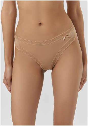 Трусы стринги женские бежевые с кружевом Mark Formelle / 103227909 - вид 2