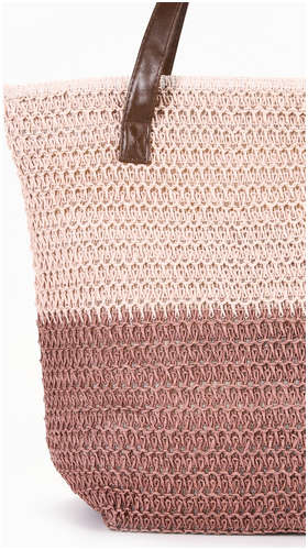 Сумка пляжная на молнии, на подкладке, пудровая/розовая / 103222865 - вид 2