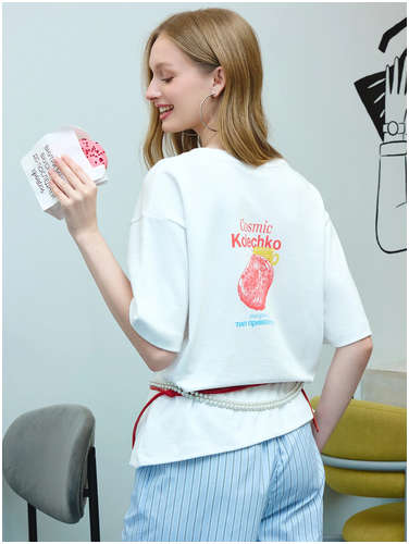 Футболка женская белая с принтом и надписью Mark Formelle 103242169