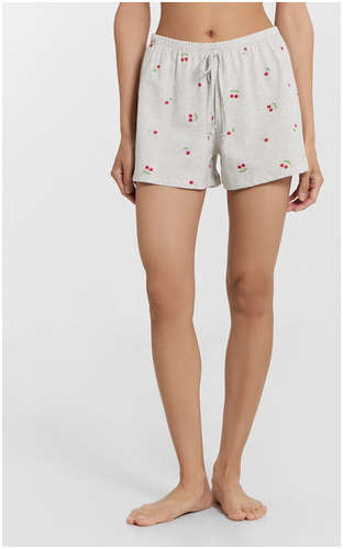 Шорты домашние женские серые с принтом Mark Formelle / 103233402 - вид 2
