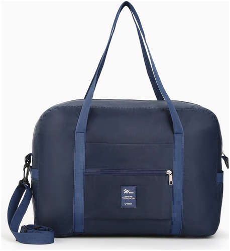 Сумка дорожная на молнии, 3 наружных кармана, держатель для чемодана, длинный ремень, синяя 103221864
