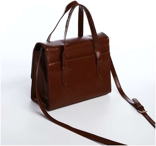 Сумка-мессенджер на клапане, цвет коричневый / 103157897 - вид 2