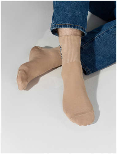 Мужские носки коричневые с рисунком в виде зубра Mark Formelle / 103238604 - вид 2