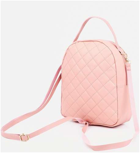 Мини-рюкзак из искусственной кожи на молнии, 1 карман, цвет розовый / 103128048 - вид 2