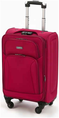 Чемодан на колесах маленький 45 л (s), на молнии, с увеличением, кодовый замок, 4 колеса, красный 103242068