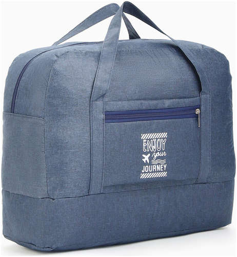 Сумка дорожная на молнии, отдел для обуви, наружный карман, держатель для чемодана, синяя / 103221923 - вид 2