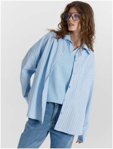 Рубашка женская голубая в полоску Mark Formelle 103234063