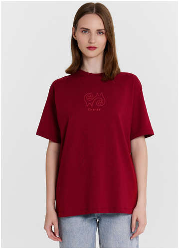 Футболка женская бордовая с принтом и надписью Mark Formelle 103238817
