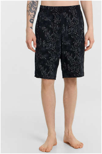 Шорты домашние мужские черные с принтом Mark Formelle / 103241135 - вид 2