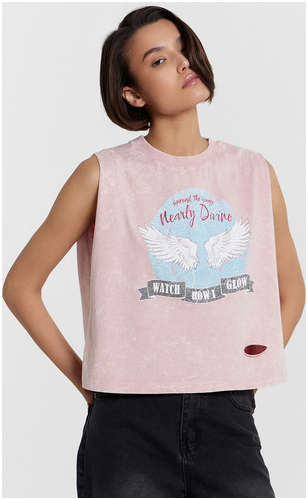 Топ женский розовый с принтом и надписью Mark Formelle / 103231365 - вид 2