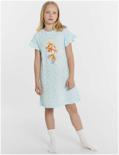 Сорочка ночная для девочек голубая в горох Mark Formelle / 103191747 - вид 2