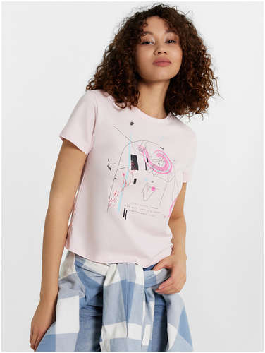 Футболка женская розовая с принтом Mark Formelle 103224746