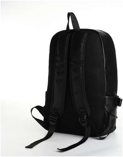 Рюкзак городской из искусственной кожи на молнии, 4 кармана, цвет черный / 103171329 - вид 2