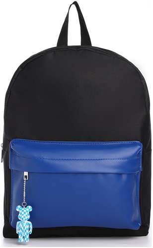 Рюкзак текстильный с карманом кожзам, 38х29х11 см, черный, синий NAZAMOK / 103165363 - вид 2