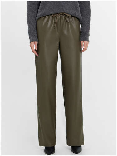 Кожаные брюки женские хаки Mark Formelle / 103213504 - вид 2