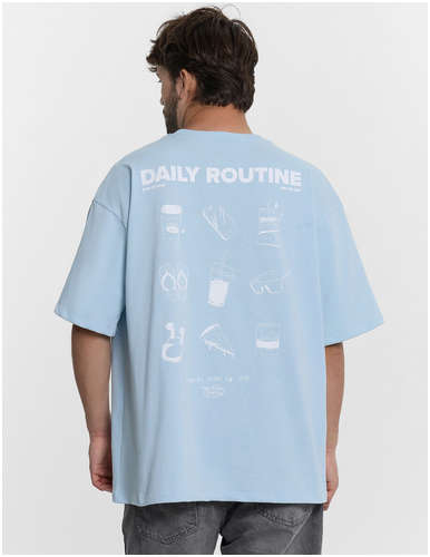 Футболка мужская голубая с принтом и надписью Mark Formelle 103238793