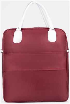 Сумка дорожная на молнии, наружный карман, держатель для чемодана, цвет бордовый/белый / 103104946 - вид 2
