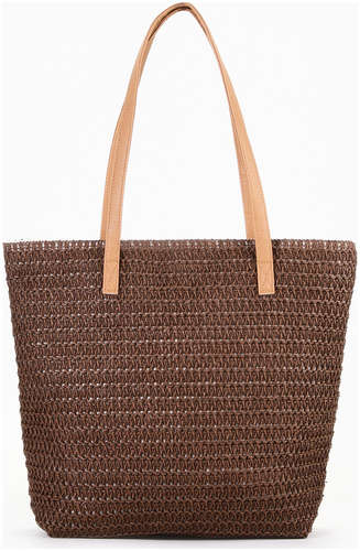 Сумка пляжная на молнии, на подкладке, коричневая 103222874