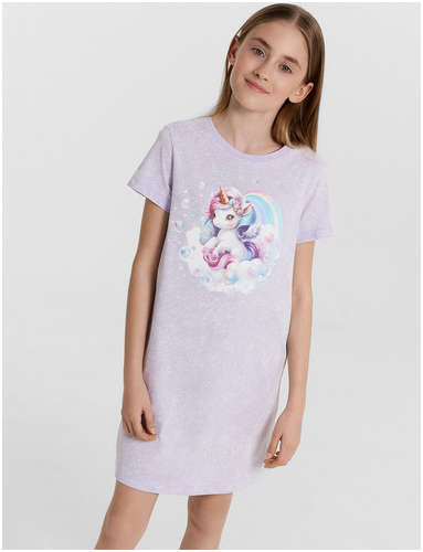 Сорочка ночная для девочек лиловая с принтом Mark Formelle 103232797