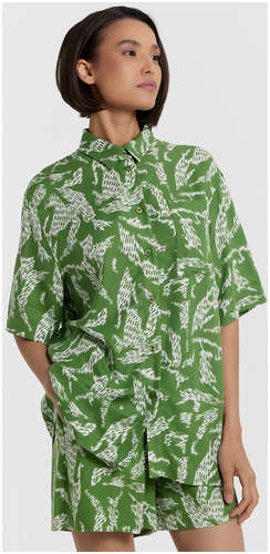 Рубашка женская зеленая с принтом Mark Formelle / 103236041 - вид 2