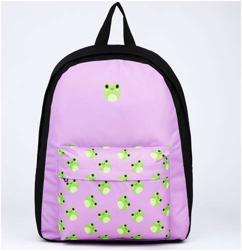 Рюкзак текстильный лягушки, с карманом, 29х12х40 фиолетовый NAZAMOK / 103150027