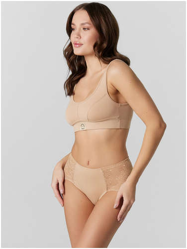 Трусы макси женские бежевые с кружевом Mark Formelle 103218550