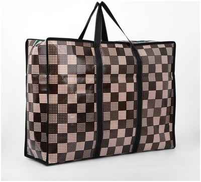 Сумка хозяйственная на молнии, 54 л, цвет коричневый/бежевый 10394658