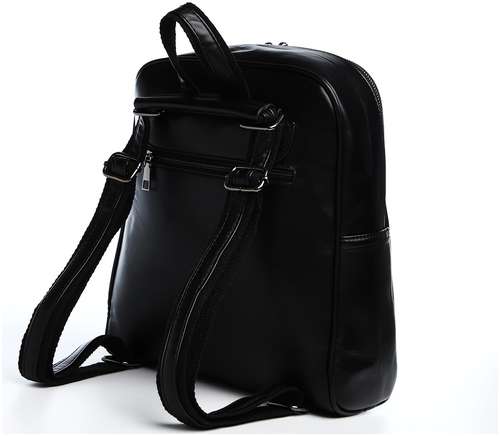 Рюкзак женский из искусственной кожи на молнии, 2 кармана, цвет черный / 103152899 - вид 2