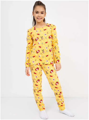 Хлопковая пижама для девочек (лонглсив и брюки) Mark Formelle / 103172514 - вид 2