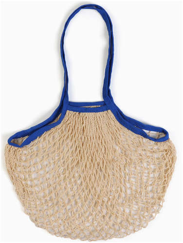 Сумка-авоська хозяйственная, клетка 1.5 см, бежевая/синяя TAKE IT EASY 103230647