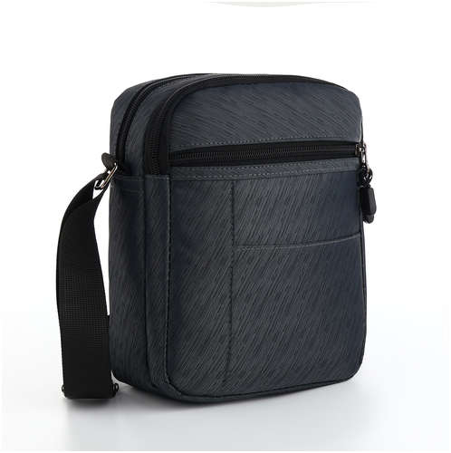 Сумка мужская через плечо, 2 отдела на молниях, наружный карман, серая 103202234