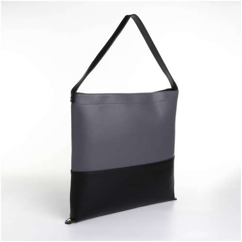 Сумка женская на молнии, цвет серый/черный / 103190543 - вид 2