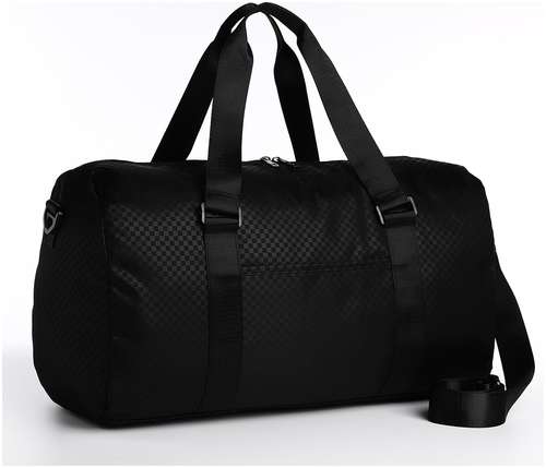 Сумка дорожная на молнии, наружный карман, держатель для чемодана, длинный ремень, цвет черный 103156986