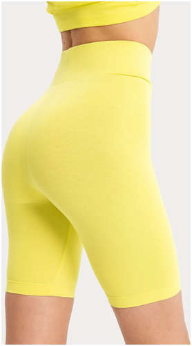 Шорты-велосипедки женские с высокой талией в желтом оттенке Mark Formelle / 103167912