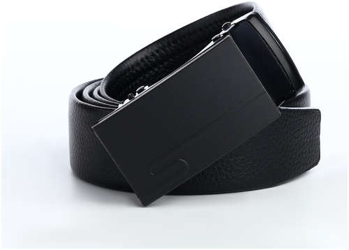 Ремень мужской, ширина 3,5 см, пряжка автомат, цвет черный / 103206452 - вид 2
