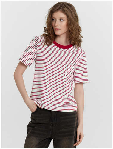 Футболка женская в красную полоску Mark Formelle / 103232938 - вид 2
