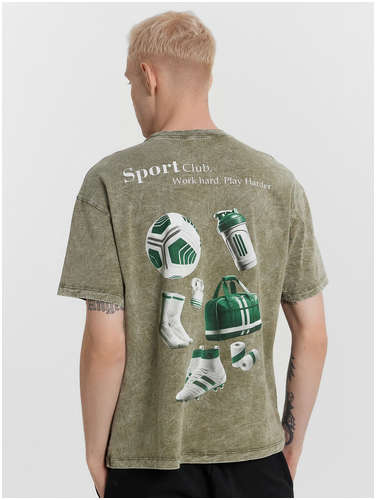 Футболка мужская хаки с принтом Mark Formelle 103240938