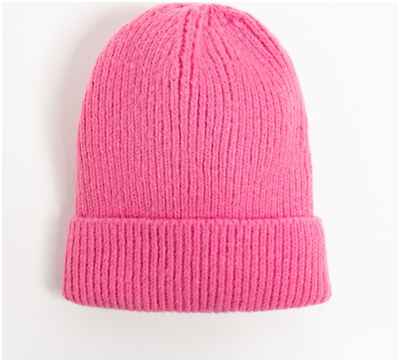 Шапка женская minaku с отворотом, размер 54-56, цвет розовый 1033593