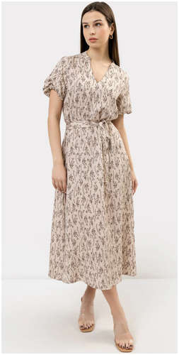 Платье женское миди в бежевом оттенке с цветочным принтом Mark Formelle 103167003
