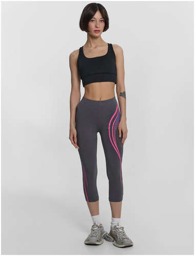 Легинсы спортивные женские серые с принтом Mark Formelle 103238651