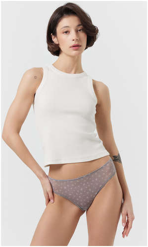 Трусы слипы женские серые из сеточки и кружева Mark Formelle 103218807