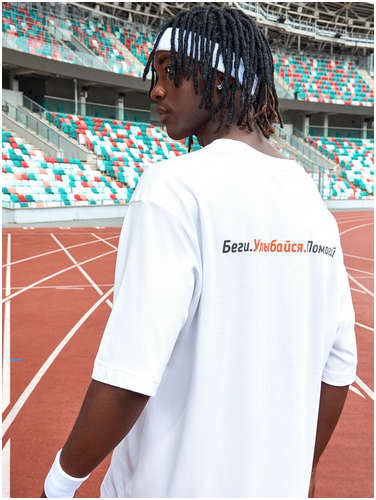 Футболка мужская белая с принтом и логотипом mf Mark Formelle / 103235702 - вид 2