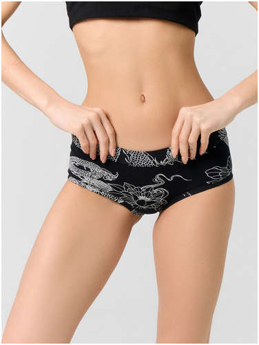 Трусы шорты женские черные с принтом Mark Formelle / 103237194 - вид 2