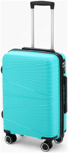 Чемодан на колесах маленький 44 л (s), на молнии, кодовый замок, 4 колеса, голубой 103242016