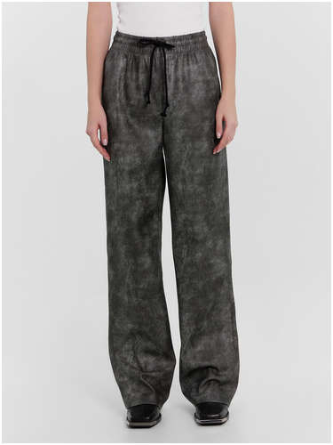 Брюки женские черные с принтом в виде потертостей Mark Formelle / 103212170 - вид 2