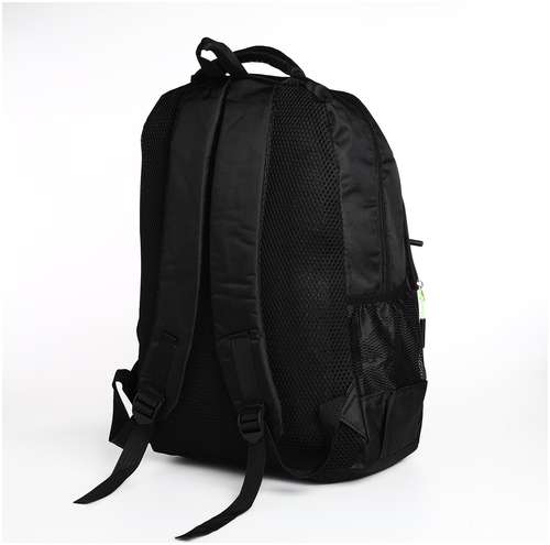 Рюкзак мужской на молнии, 4 наружных кармана, цвет черный/зеленый / 103161704 - вид 2